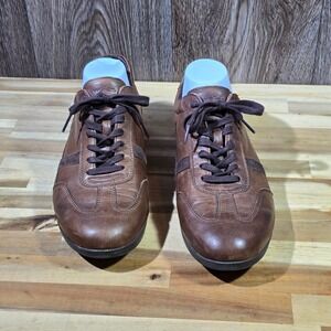 Wojas Mens Leather Casual Sneakers Brown Lace Up Fashion Trainers Size 9 42 Euro